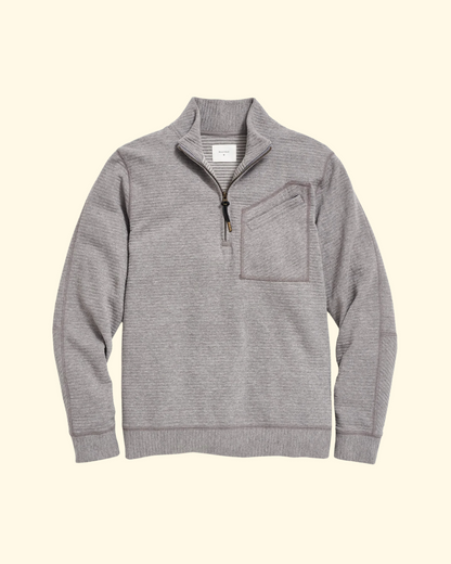 Quilted Half Zip | Medium Grey
