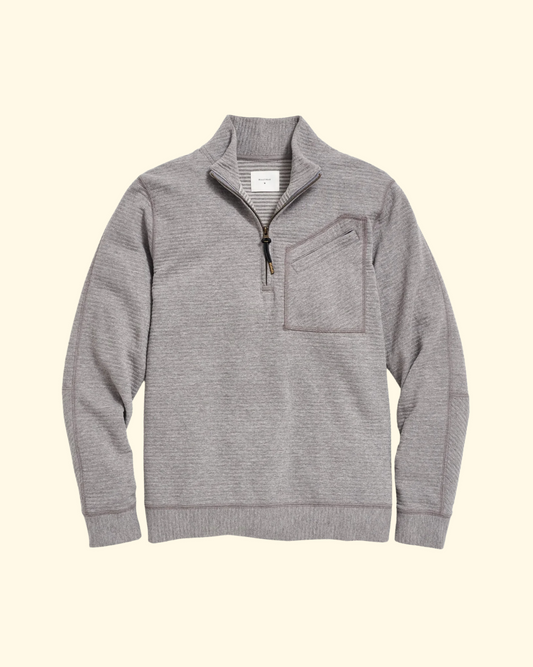 Quilted Half Zip | Medium Grey