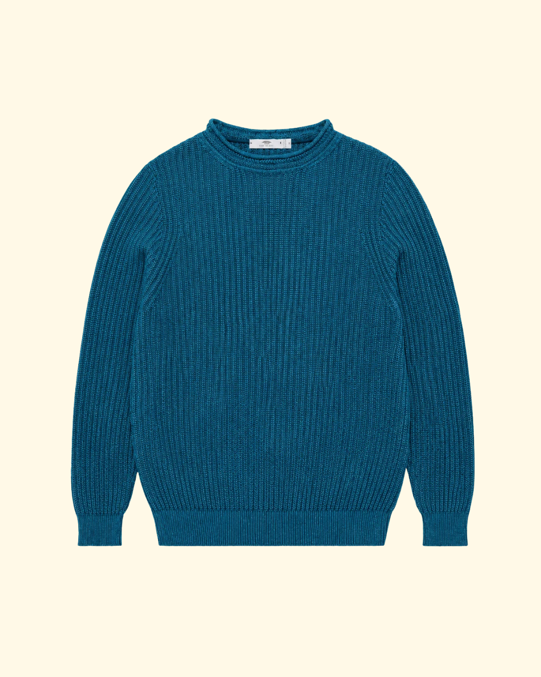 Moss Rib Chevron Neck Sweater | Teal