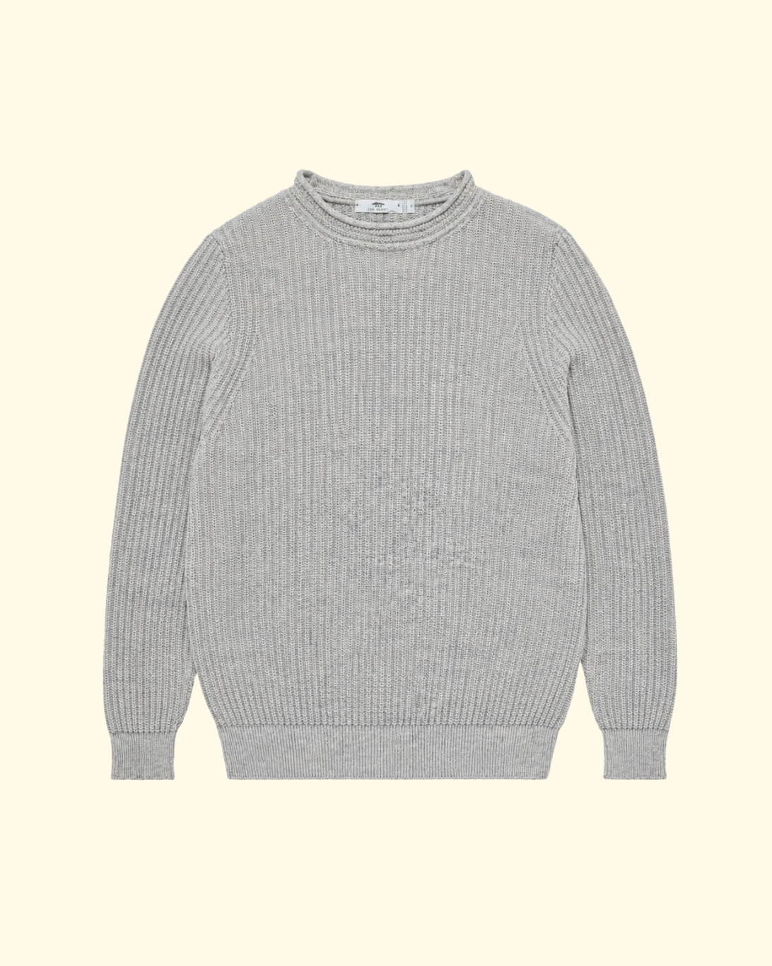 Moss Rib Chevron Neck Sweater | Beige Marl