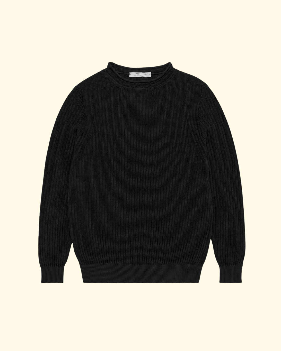 Moss Rib Chevron Neck Sweater | Black