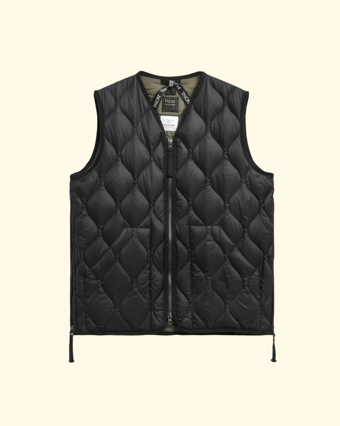 Military V-Neck Zip Down Vest | Black