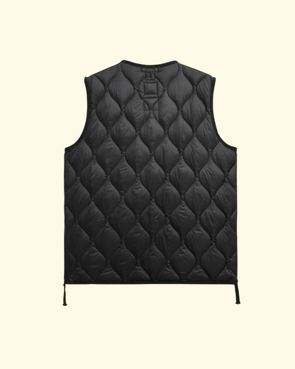 Military V-Neck Zip Down Vest | Black