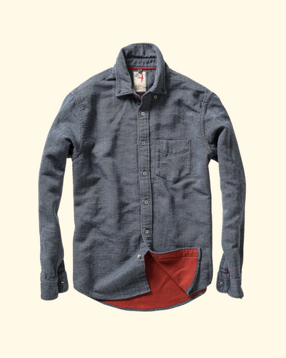 Herringbone Flannel Shirt | Brt Navy