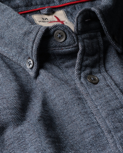 Herringbone Flannel Shirt | Brt Navy