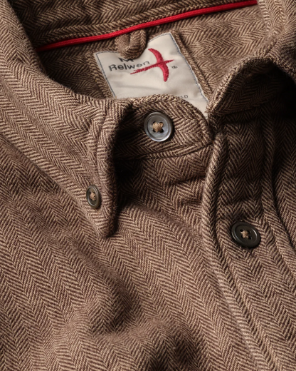 Herringbone Flannel Shirt | Lt Brown