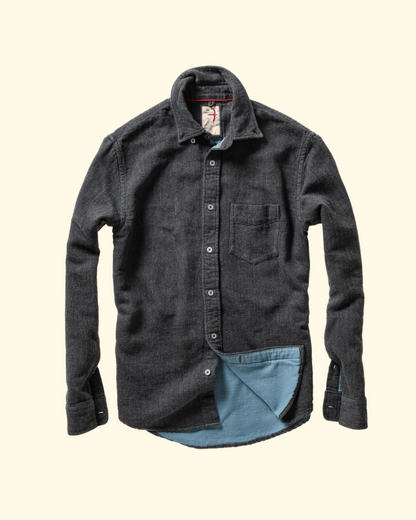 Herringbone Flannel Shirt | Charcoal