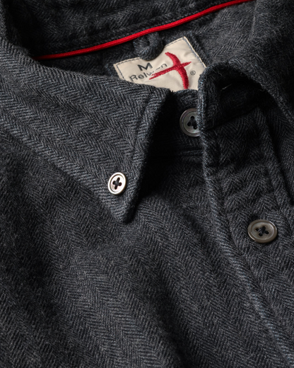 Herringbone Flannel Shirt | Charcoal