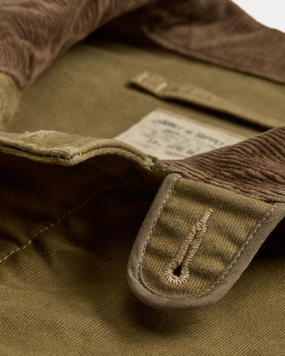 Corduroy-Collar Cotton Deck Jacket | Khaki Drab