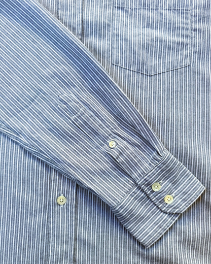 Paul Stripe Brushed Twill Shirt | Blue