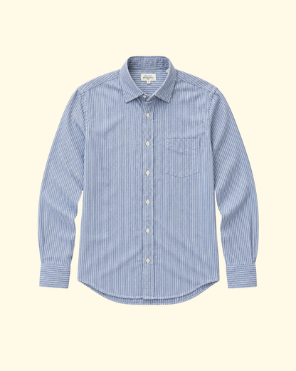 Paul Stripe Brushed Twill Shirt | Blue
