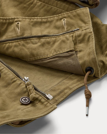 Corduroy-Collar Cotton Deck Jacket | Khaki Drab