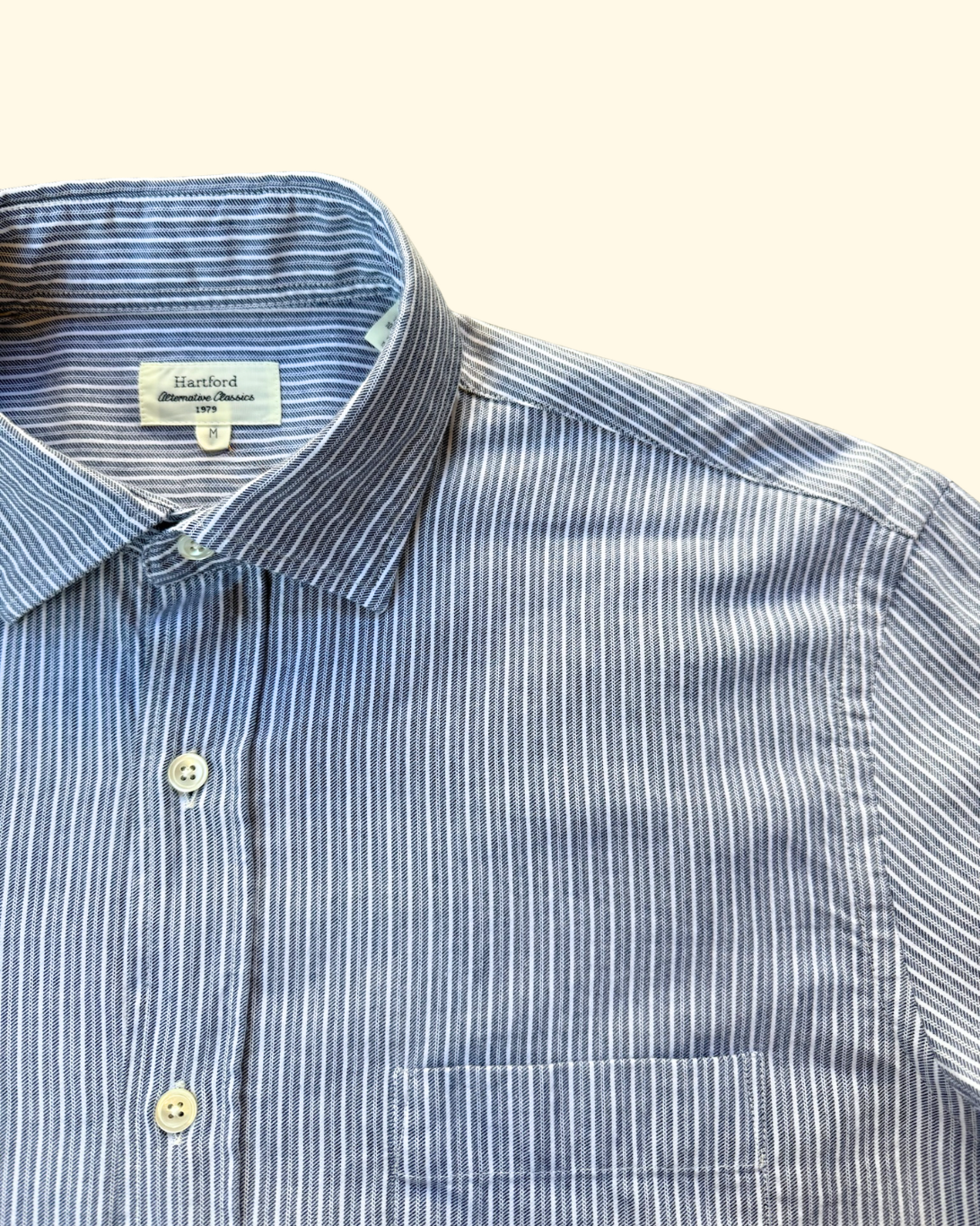 Paul Stripe Brushed Twill Shirt | Blue