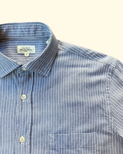 Paul Stripe Brushed Twill Shirt | Blue