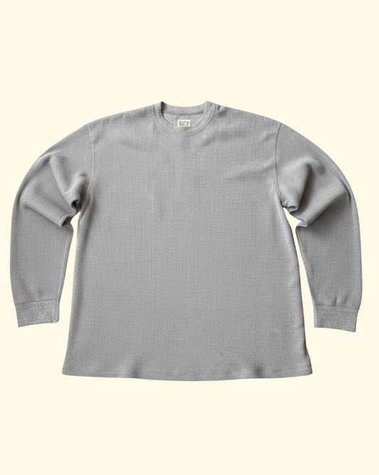 Waffle-Knit Crew | Heather Gray