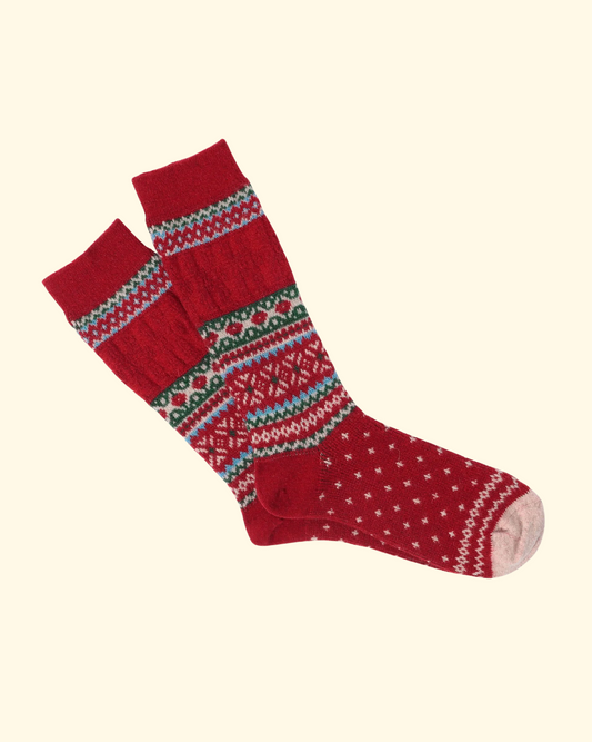 Snow Pattern Socks | Red