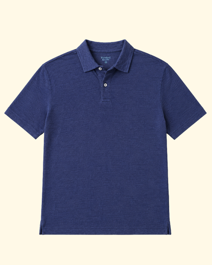 Knitted Linen Polo | Marine Blue