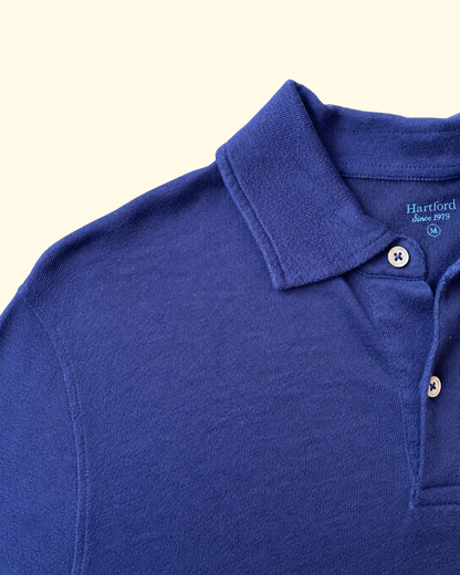 Knitted Linen Polo | Marine Blue