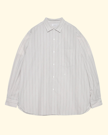 Regular Collar Stripe Wind Shirt | Gray
