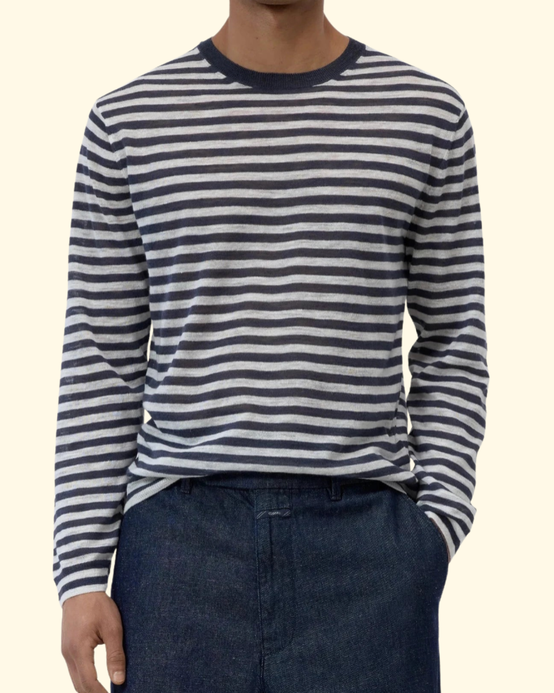 Striped Linen Blend Sweater | Magma Black