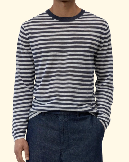 Striped Linen Blend Sweater | Magma Black