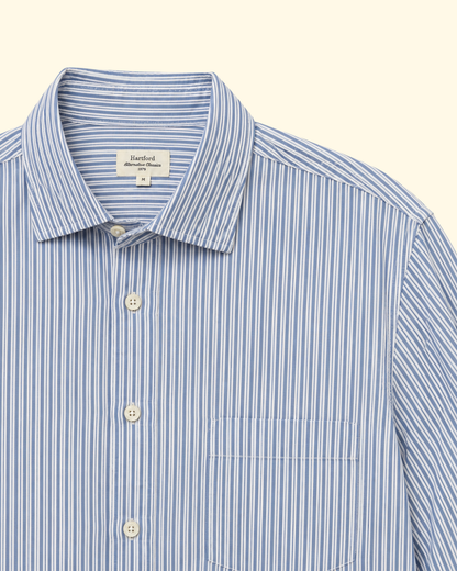 Paul Slubby Stripe Shirt | White & Blue