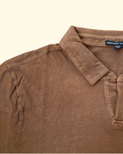 S/S Slub Open Polo | Whiskey Pigment