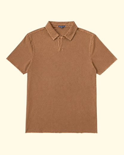 S/S Slub Open Polo | Whiskey Pigment