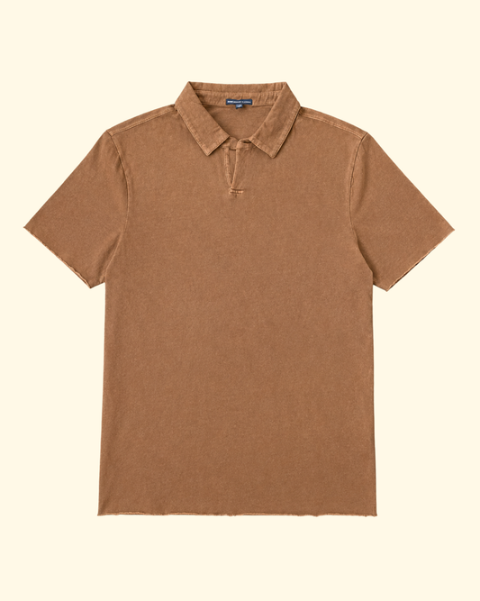 S/S Slub Open Polo | Whiskey Pigment