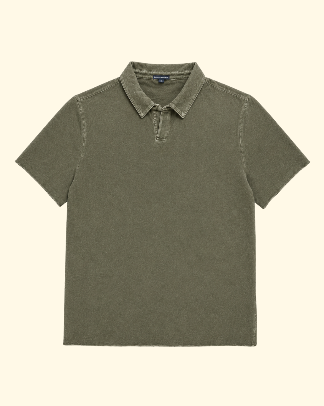 S/S Slub Open Polo | Army Green Pigment