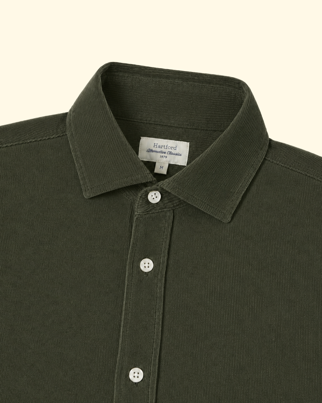 Paul Pat Fine Cord Shirt | Olive