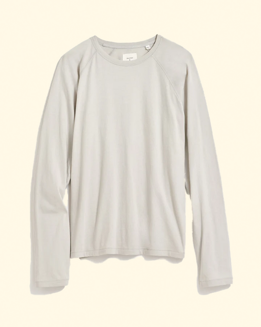 Long Sleeve Sueded Cotton Crew | Silver