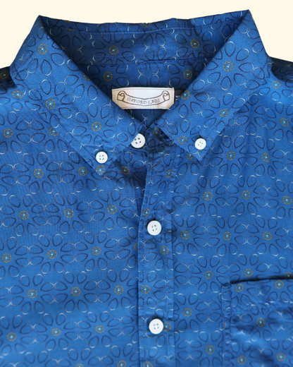 S/S Cotton Silk Shirt | Blue Flower