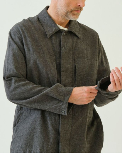 Flannel Short Shirt Jacket | Charcoal