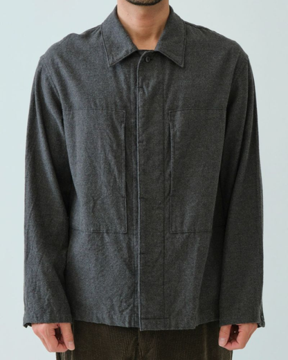 Flannel Short Shirt Jacket | Charcoal