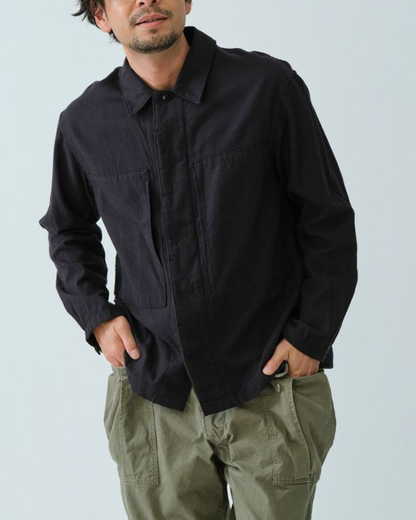Flannel Short Shirt Jacket | Black