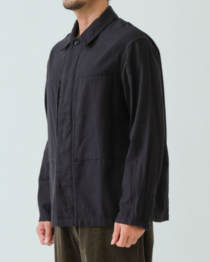 Flannel Short Shirt Jacket | Black