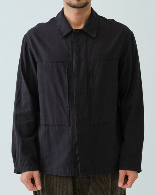 Flannel Short Shirt Jacket | Black