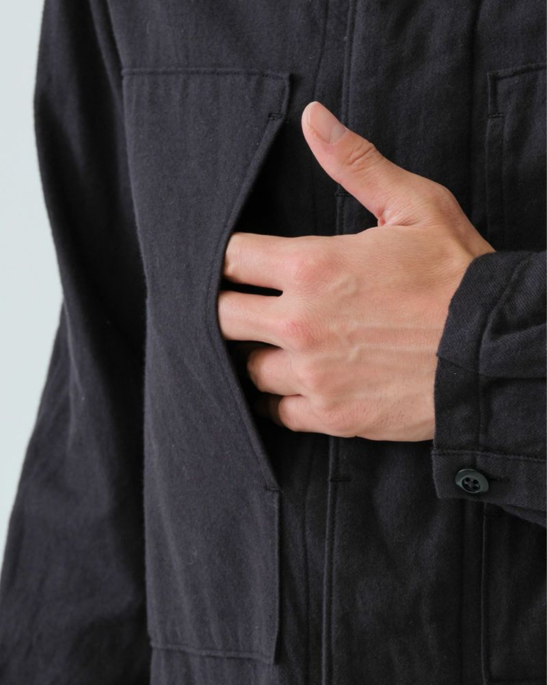 Flannel Short Shirt Jacket | Black