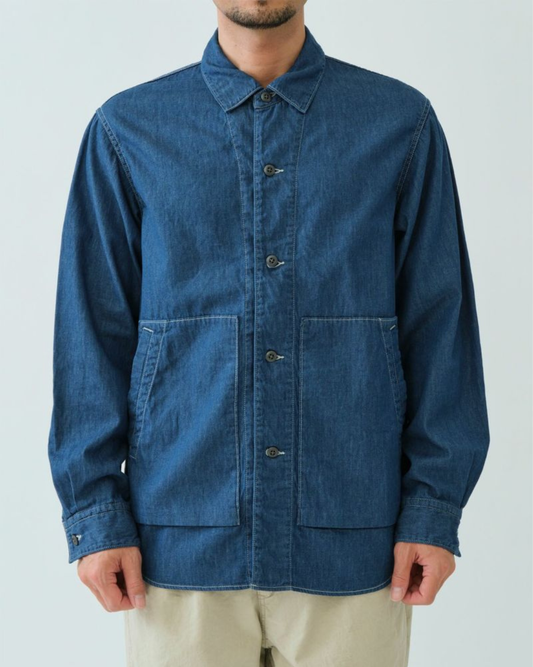 Uneven Yard Denim Shirt Jacket | Blue