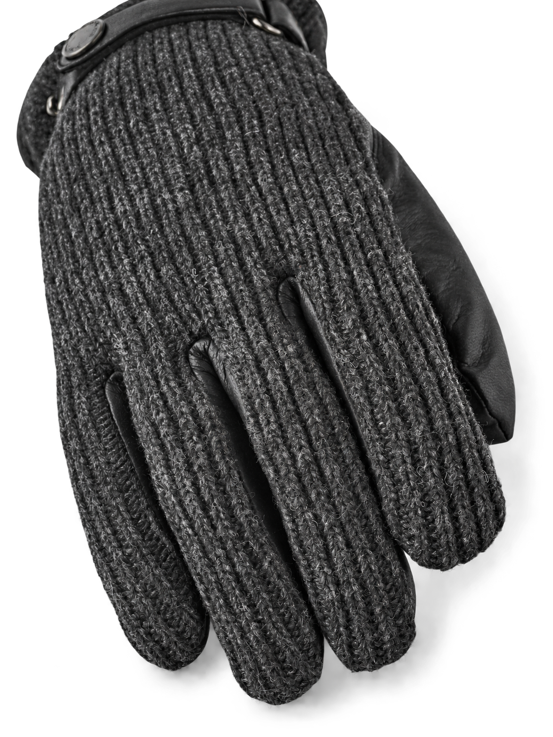 Hestra Christopher black knit detail, AI-edited background