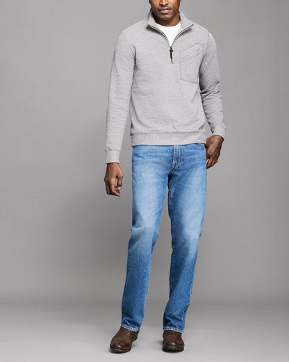 Quilted Half Zip | Medium Grey