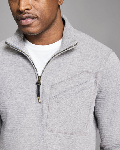 Quilted Half Zip | Medium Grey