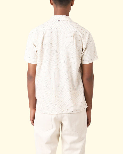 Lamar SS Shirt | White Rabari Kantha Embroidery